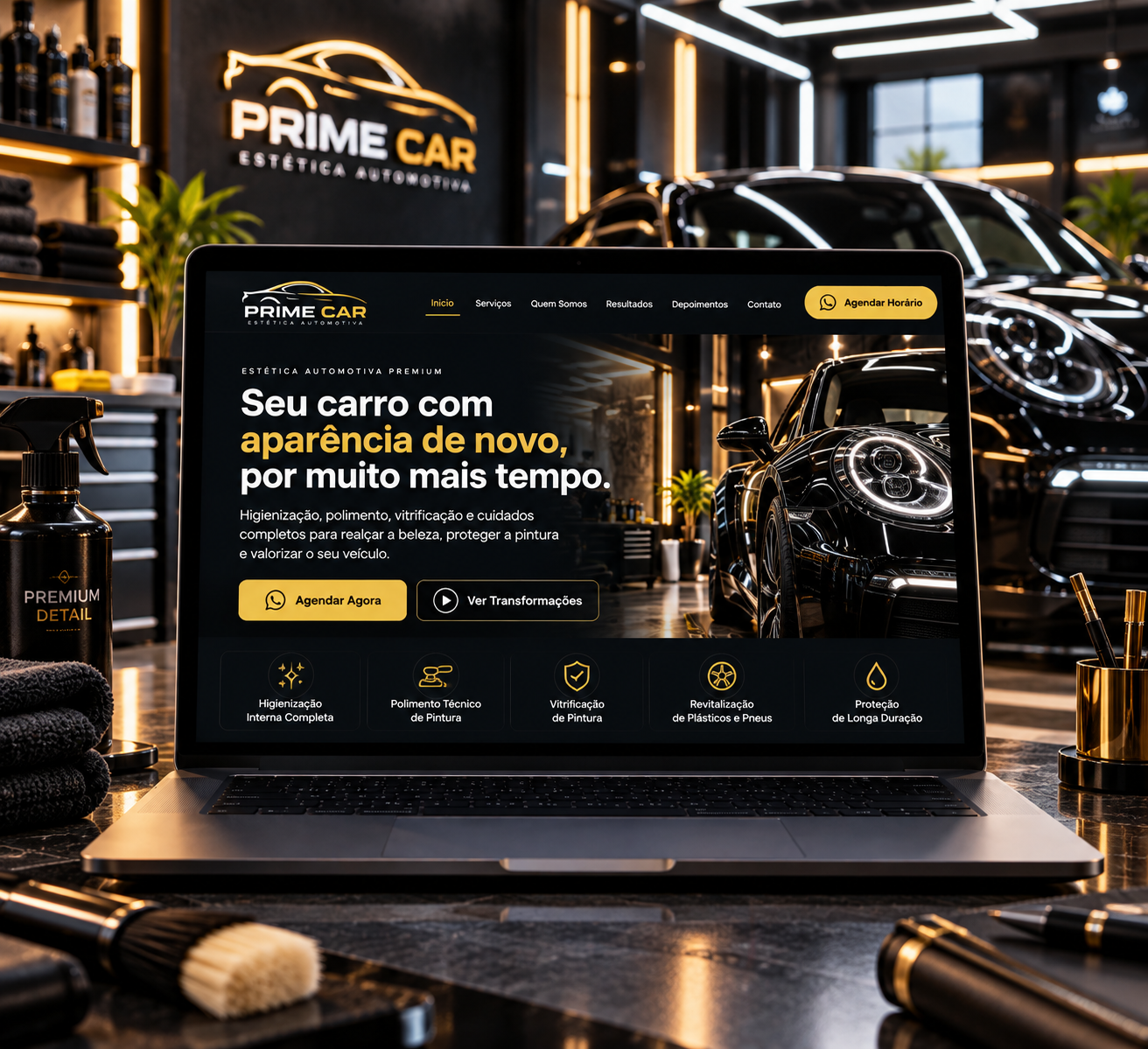 Estratégia de criação de sites para estética automotiva e detail com alta autoridade visual